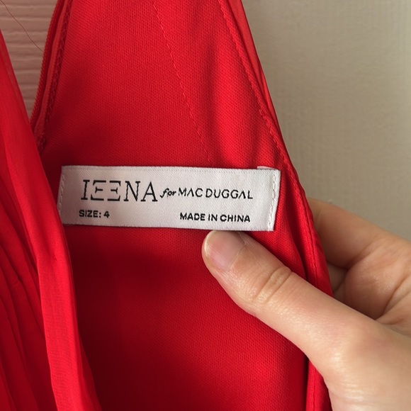 MAC DUGGAL RUCHED RUFFLE TIERED HIGH NECK BOW A LINE RED HALTER DRESS GOWN 4 - Picture 8 of 9